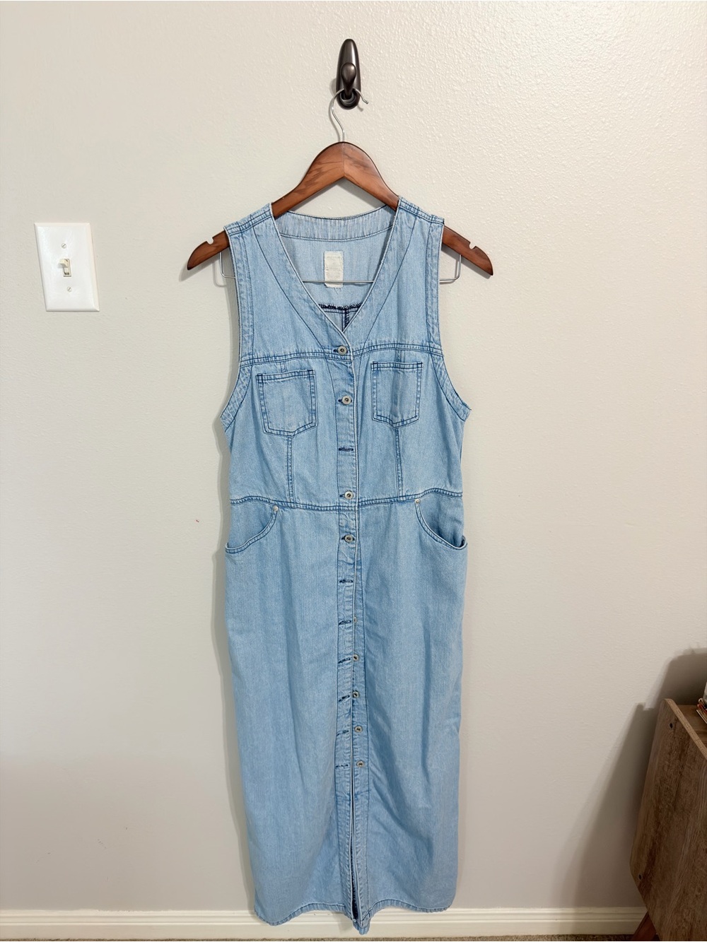 VINTAGE 90s Old Navy Denim Maxi Jumper Dress